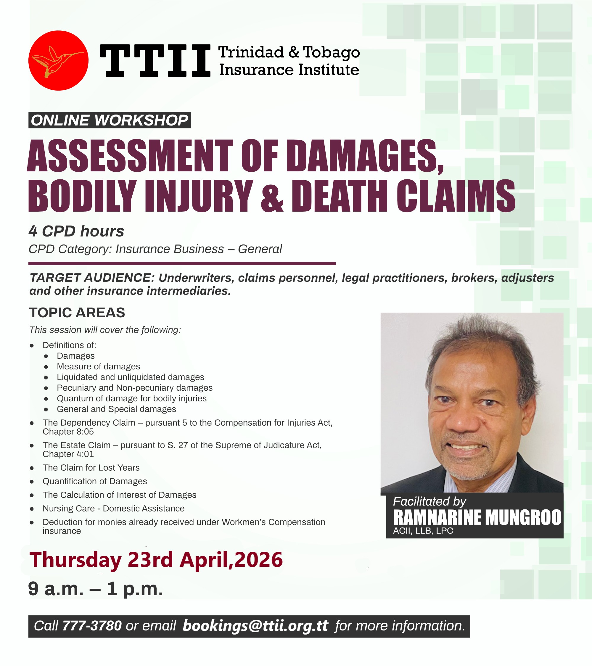 Assessment of Damages, Bodily Injury and Death Claims